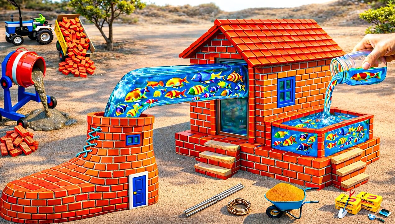 DIY Construction Science Project – Building a Strong Fish House and Pool Tank with Brick and Cement