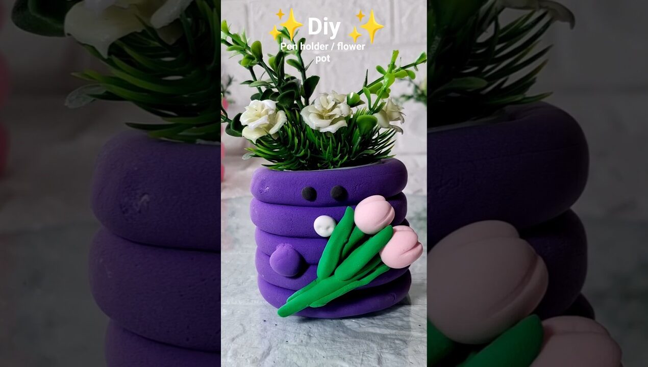 Diy pen holder / flower pot 💜💚 || #shorts #viral #youtubeshorts #craftideas #handmade
