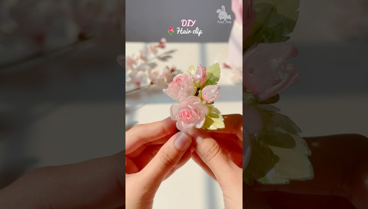 Making a rose flower hair clip using glue gun stick🌹✨|budget friendly craft ideas|#shortvideos