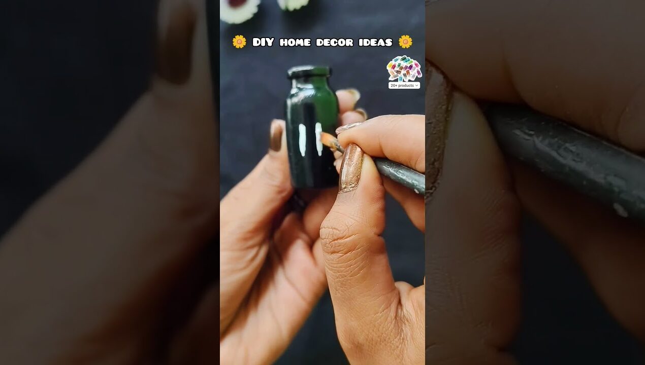 DIY mini bottle home decor ideas using with waste material 😱 #decocraft #bottlevase #diy #shorts