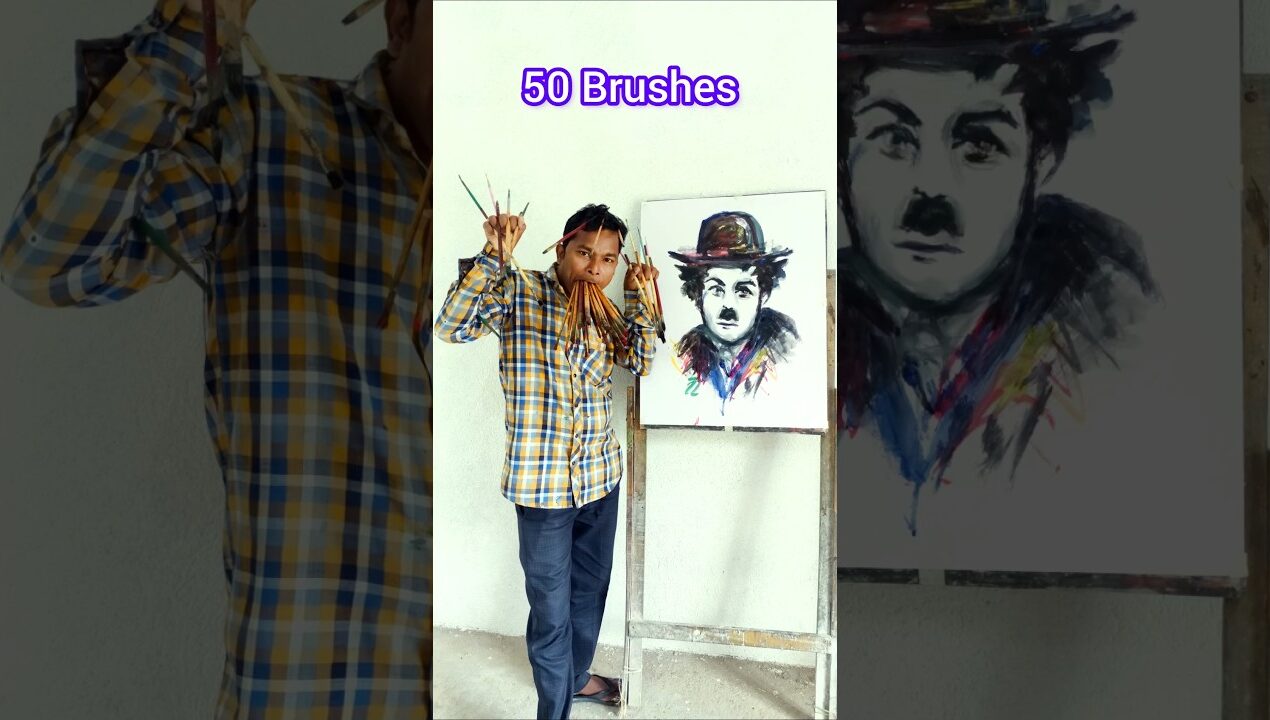Charlie Chaplin art with ideas #art #painting #drawing #howto #funny #viral #shorts #diy #ytshorts