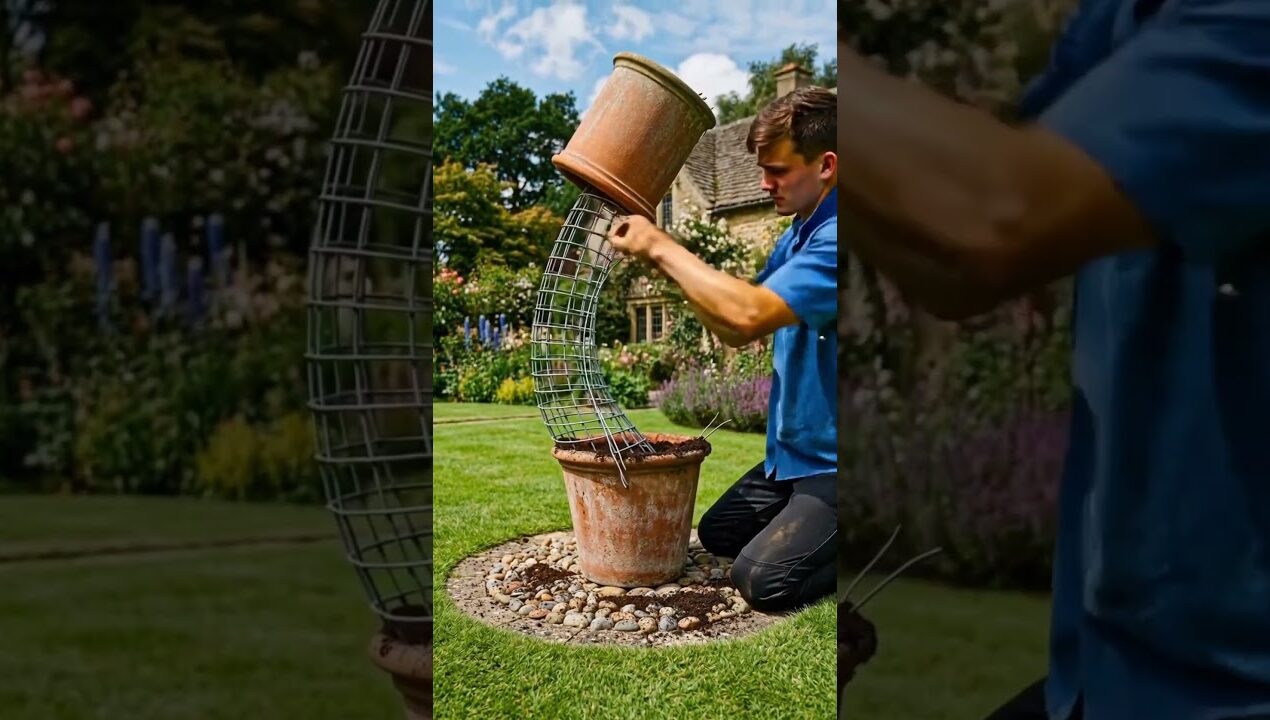 Magical Flower Cascade from Floating Pots 🌸 Beautiful Garden Idea