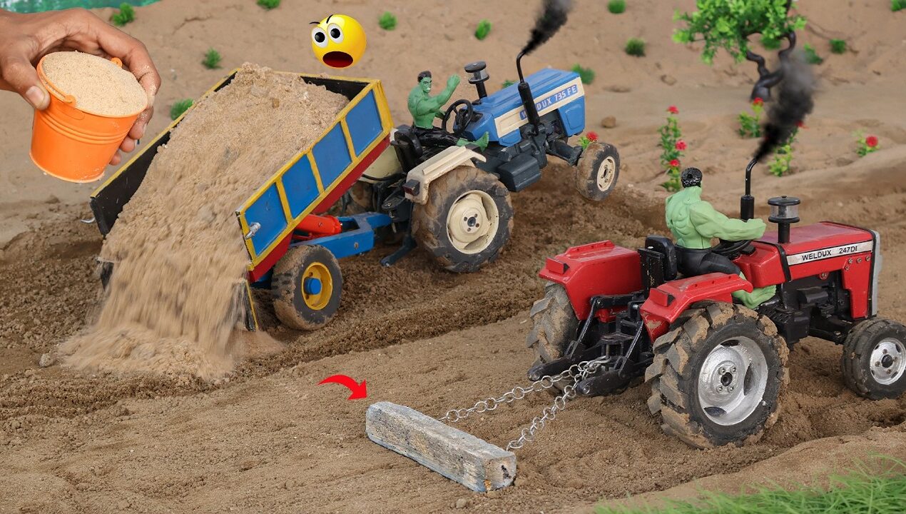 diy mini tractor farm leveling and soil unload in farm science project @Weldux