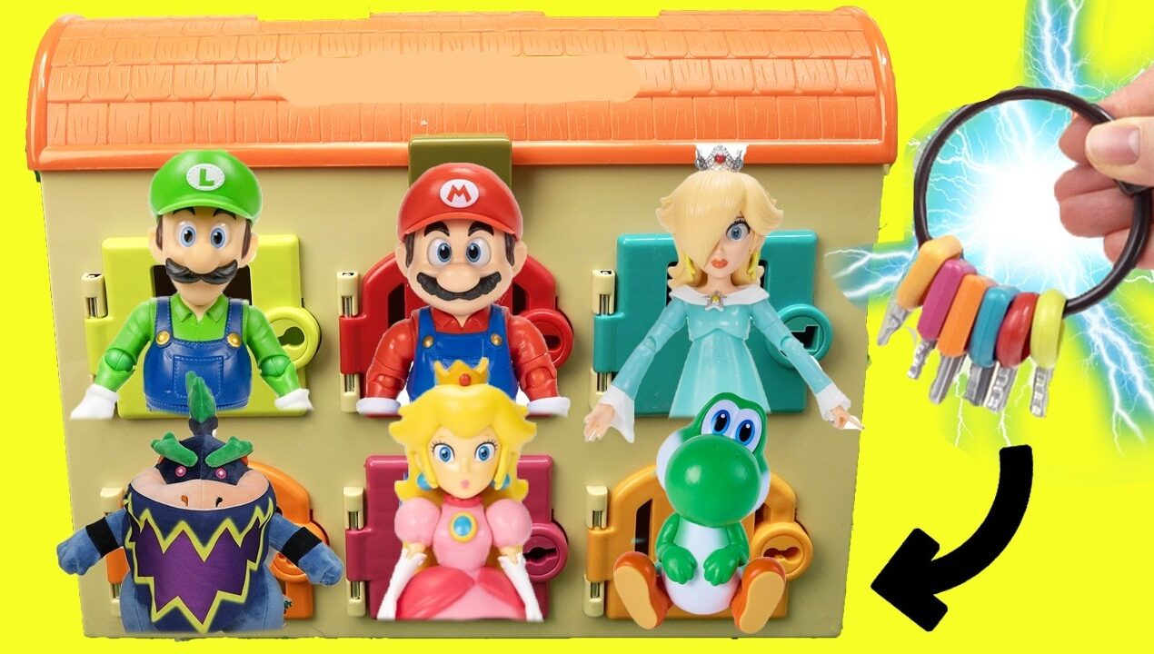 The Super Mario Galaxy Movie Surprise Doors with Keys DIY Crafts for Kids with Peach Rosalina Dolls