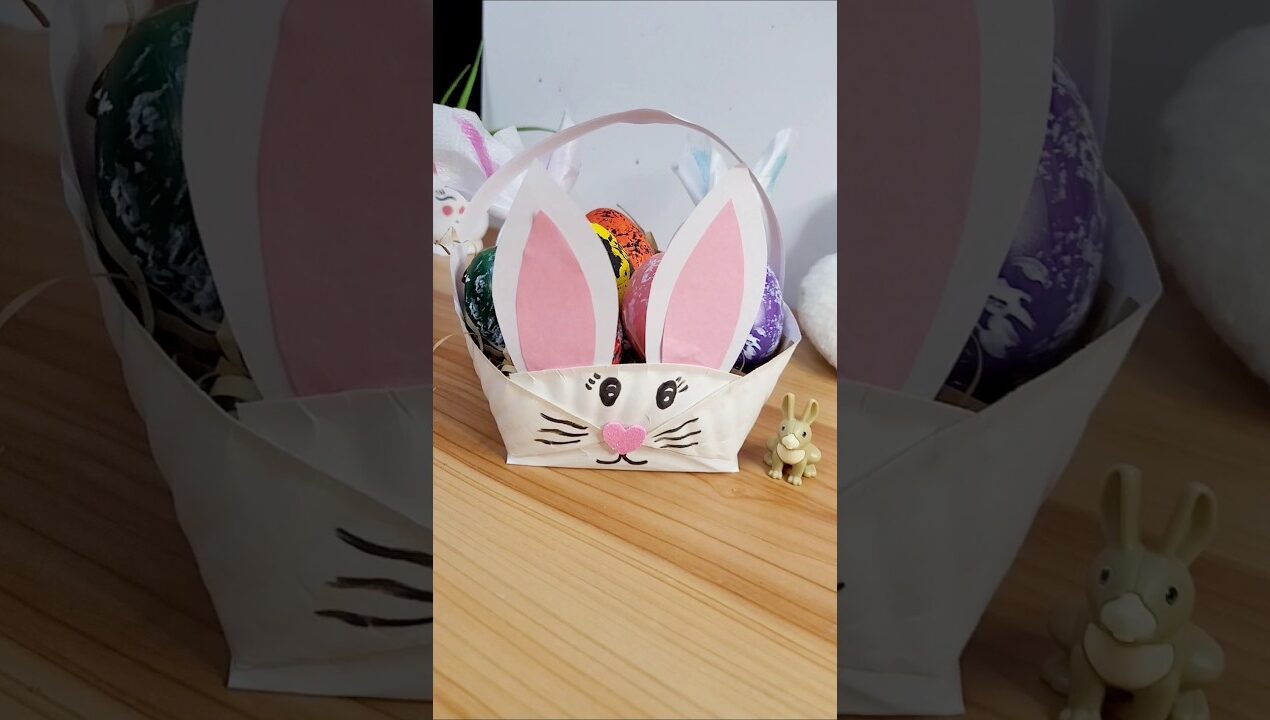 Diy beautiful Easter eggs basket from paper plate #Easter crafts #egg basket #shorts