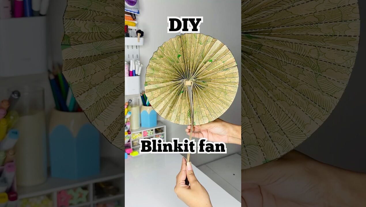 DIY paper fan from blinkit bag😱 #diy #shorts #youtubeshorts #paperfan