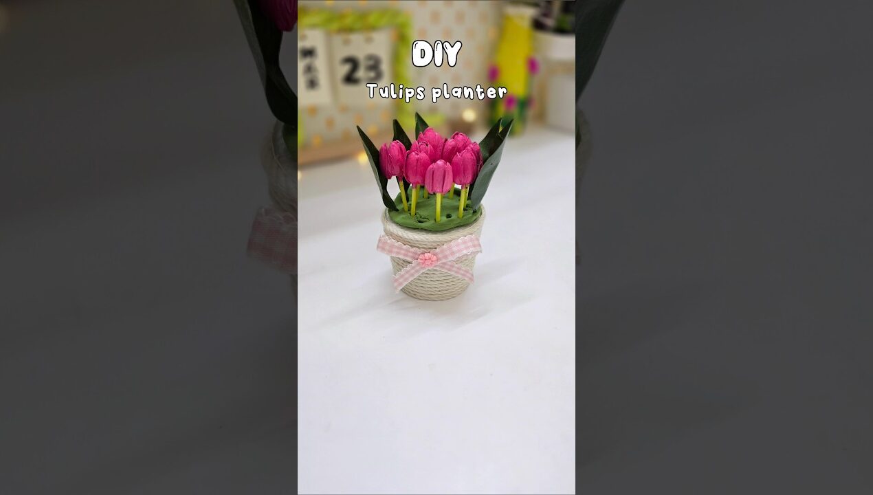 DIY Pista Shell Tulip Planter 🌷 Aesthetic Mini Flower Pot #shorts #diy #miniplanter #craft #handmade
