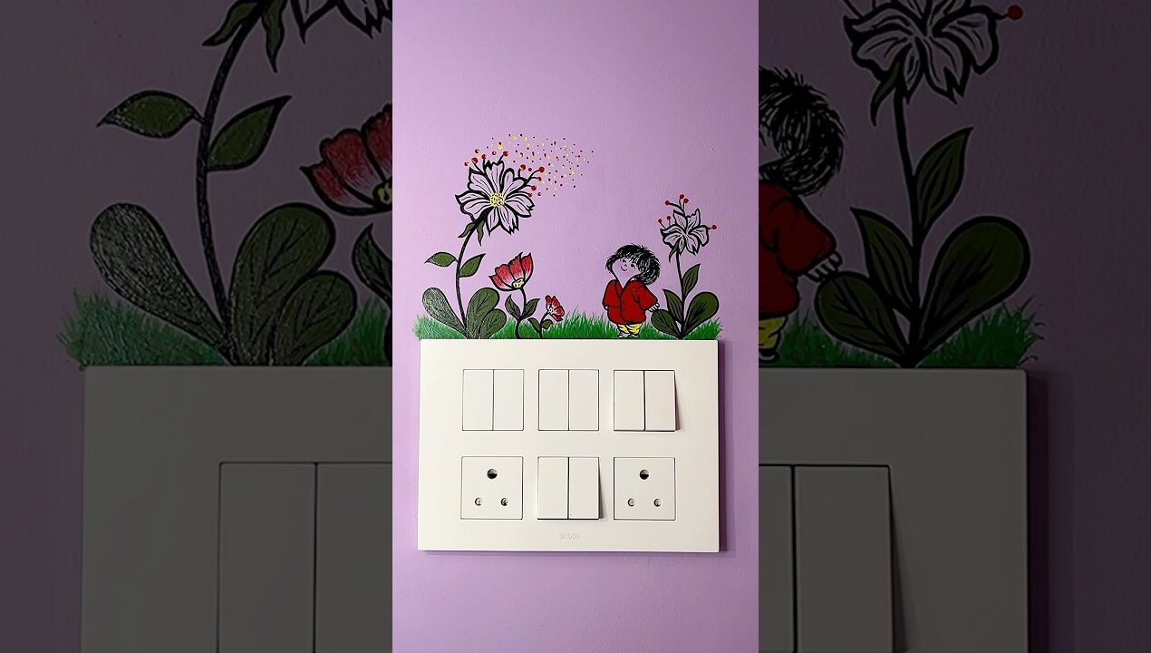 Diy wall decor idea 😱#diy #art #shorts #wallpainting #switchboard #ytshorts #trending #viral