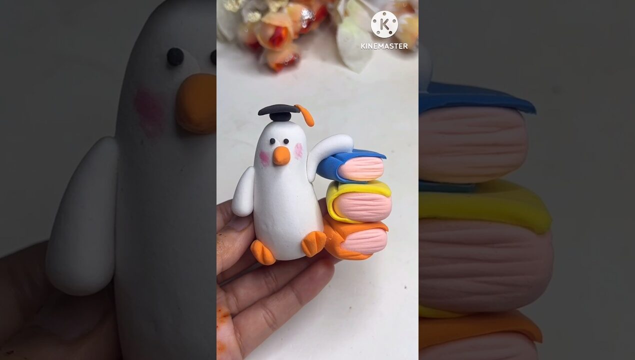 DIY idea 💕 How to make easily Penguin and  book with Super clay #trend #shots #painting #clay