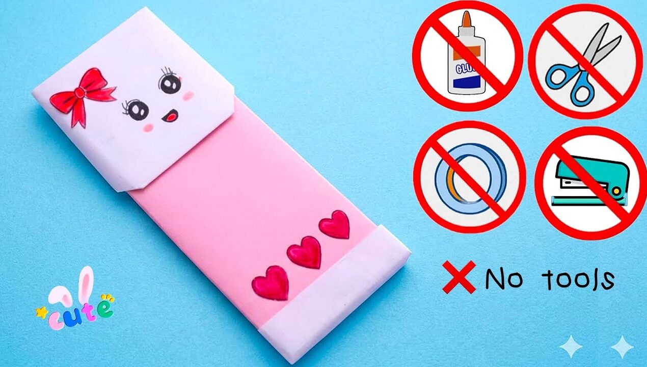DIY Easy Origami Pencil Case No Glue, No Scissors |Cute Paper Organizer |Paper Craft |School Project
