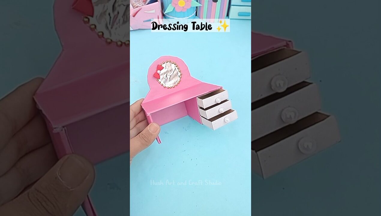 DIY Mini Dressing Table For Doll 😍 | Easy Miniature Craft Idea | #shorts #diy #trending #diycrafts