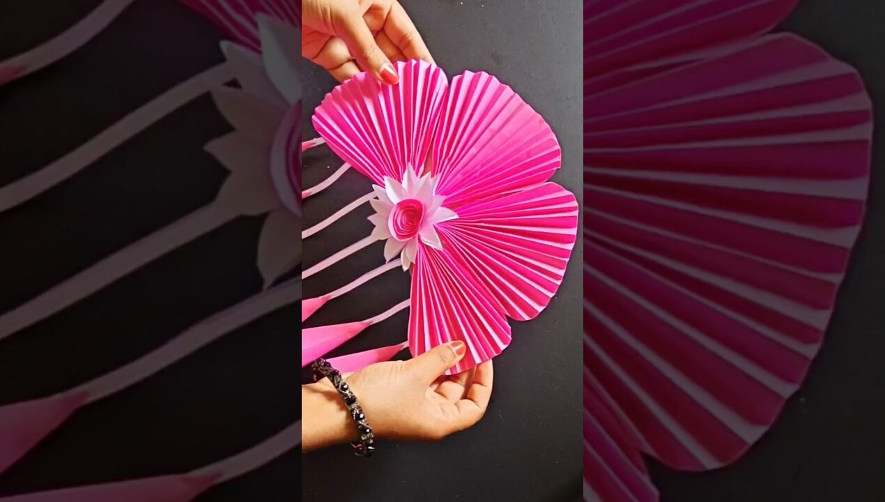 Pink colour paper craft ideas #shorts #youtubeshorts #viralvideo #homedecor #roomdecor #diycrafts