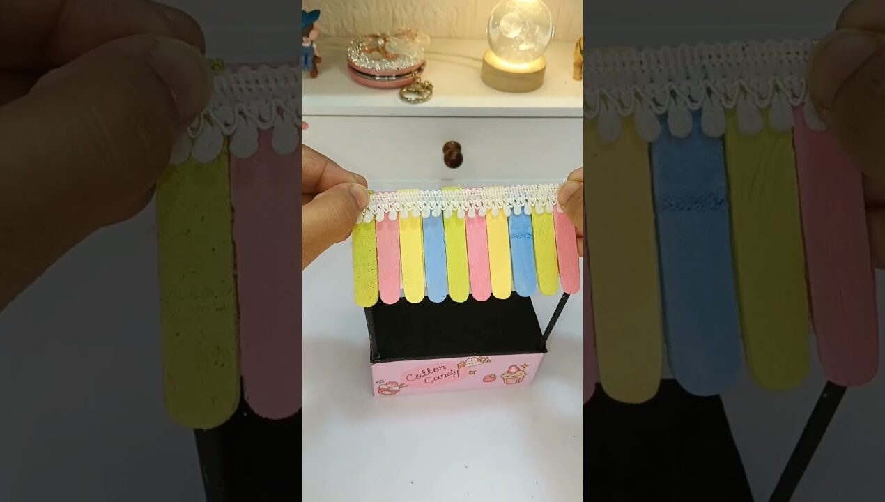 Diy mini Cotton candy cart 😻 🍭🍬 | Easy craft idea 💡 | #craft #artandcraftideas #cutediy