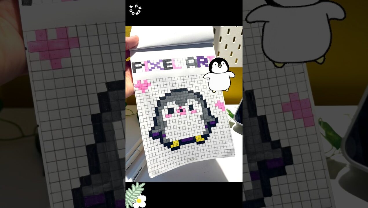 🌸Pixel art ചെയ്‌താലോ ☃️#shorts #craft #diy #ideas #pixelart #simple  #penguin #cute #how #art #