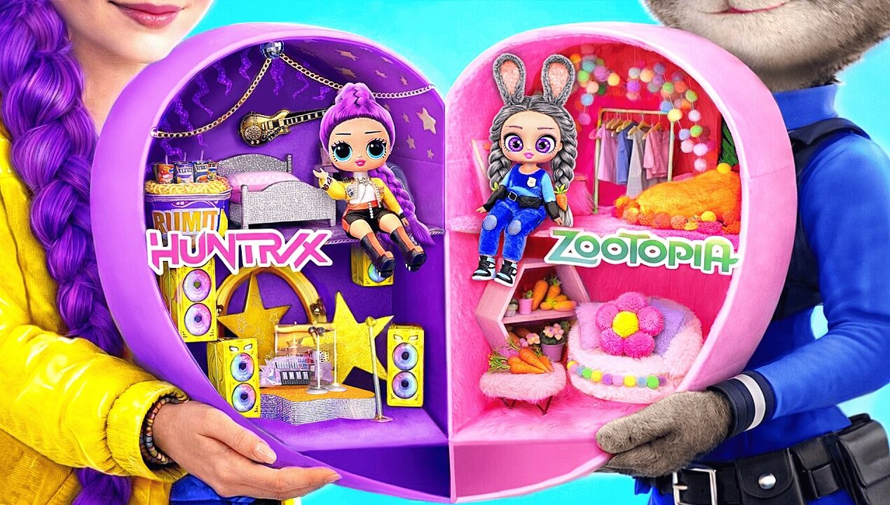 Zootopia 2 & K-Pop Demon Hunters Family Doll House DIY: Fluffy & Glittery Room