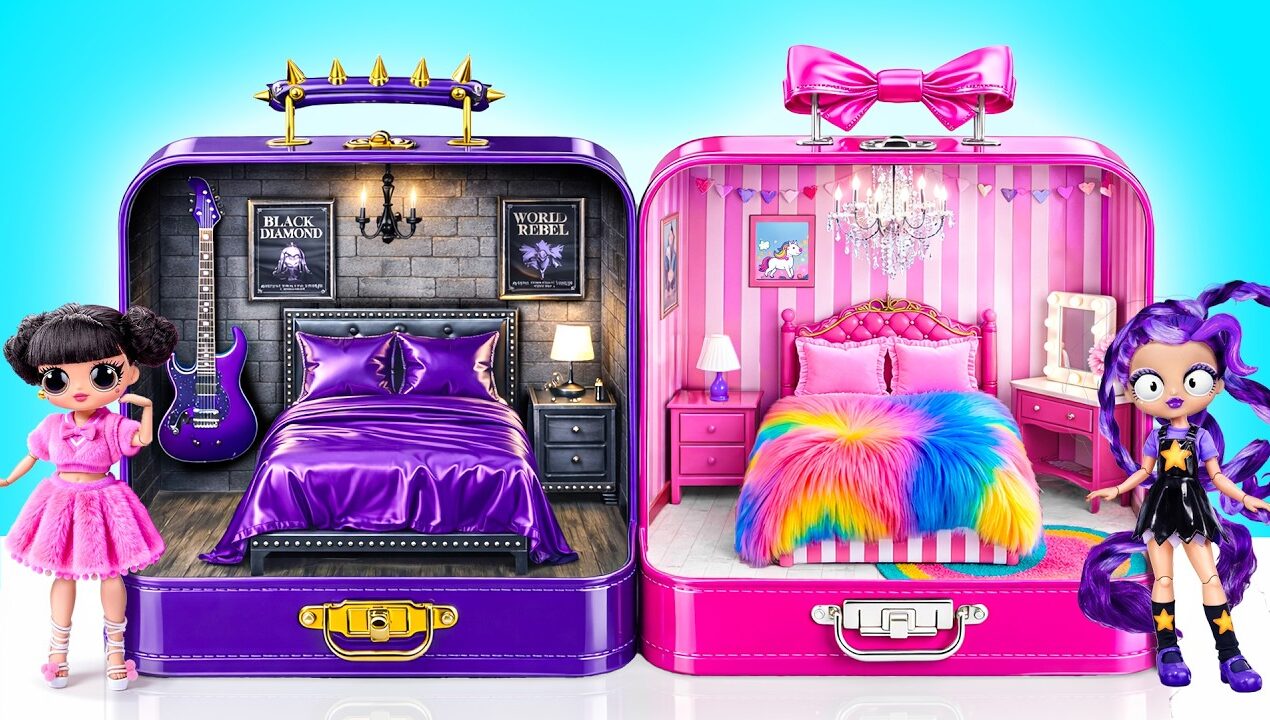 We Build Amazing Doll House Wednesday vs Enid Challenge| DIY Ideas for Dolls | TuLaLoo Mini House