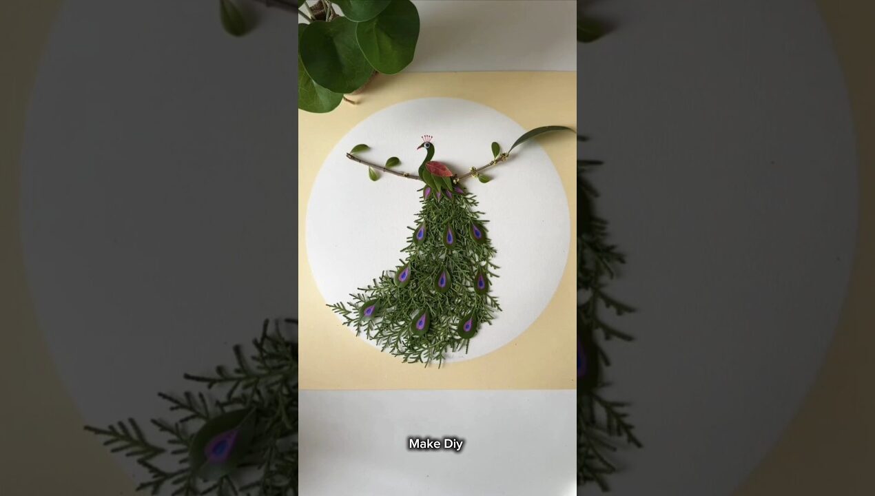 How to Make Leaf Peacock | Easy Nature Craft Idea | Best Out of Waste DIY #craftyideas #viralshorts