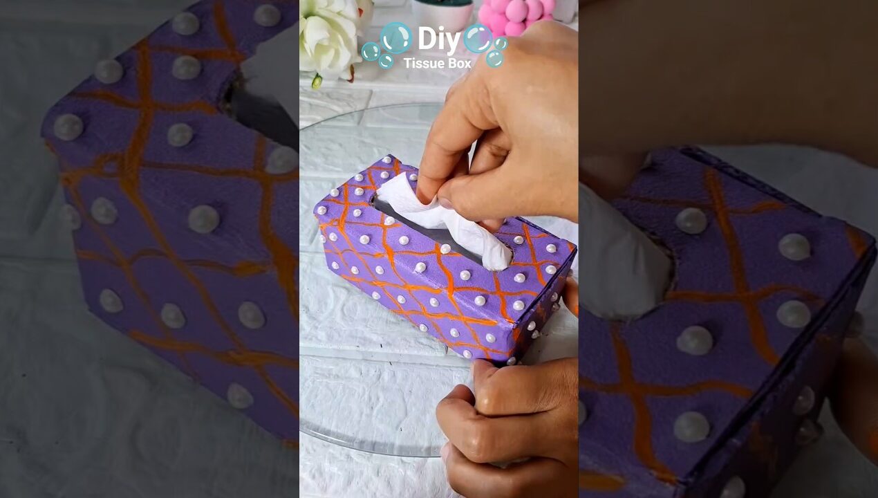 DIY tissue Box 💜🧡 || #shorts #viral #youtubeshorts #handmade #craftideas