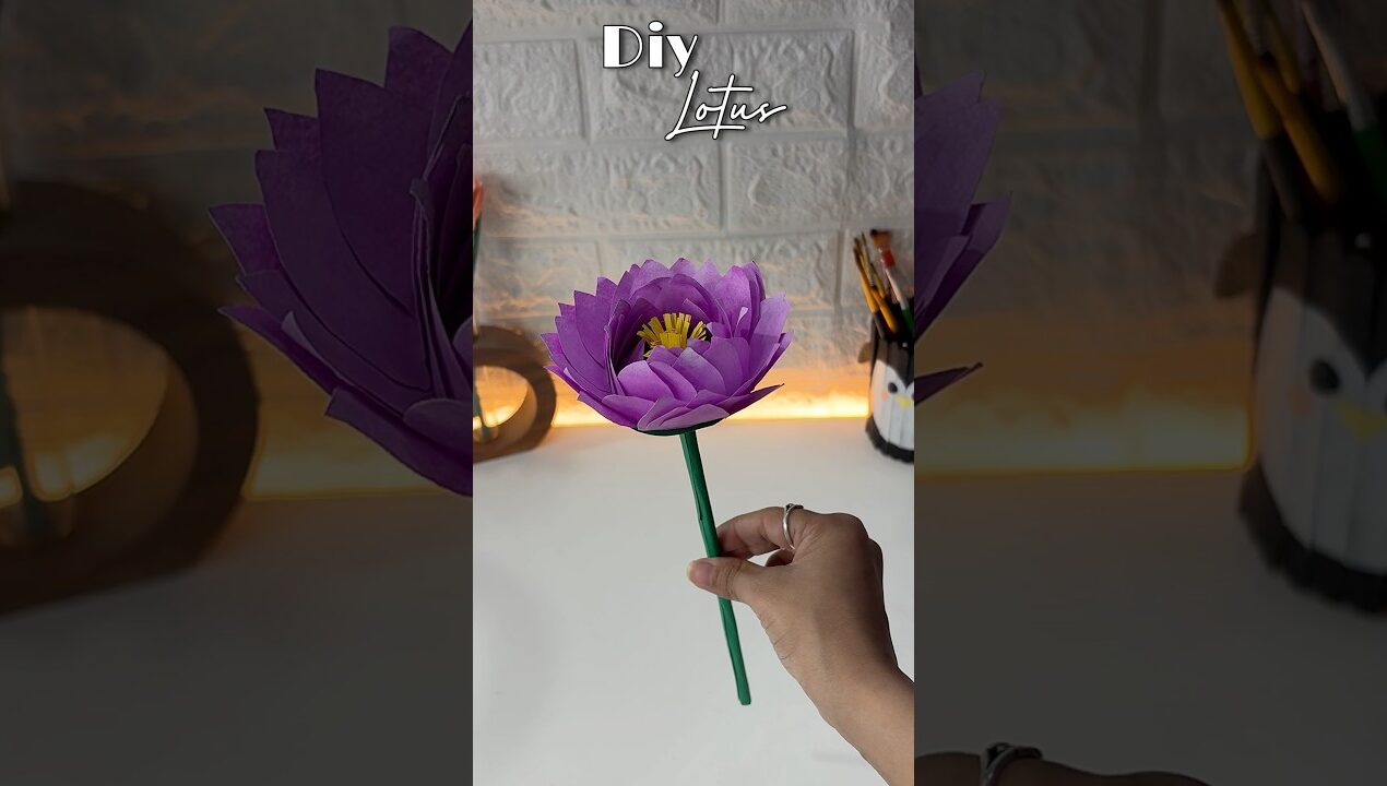 Diy paper lotus 🪷 #shorts #diy #craft #papercraft #art #ytshorts
