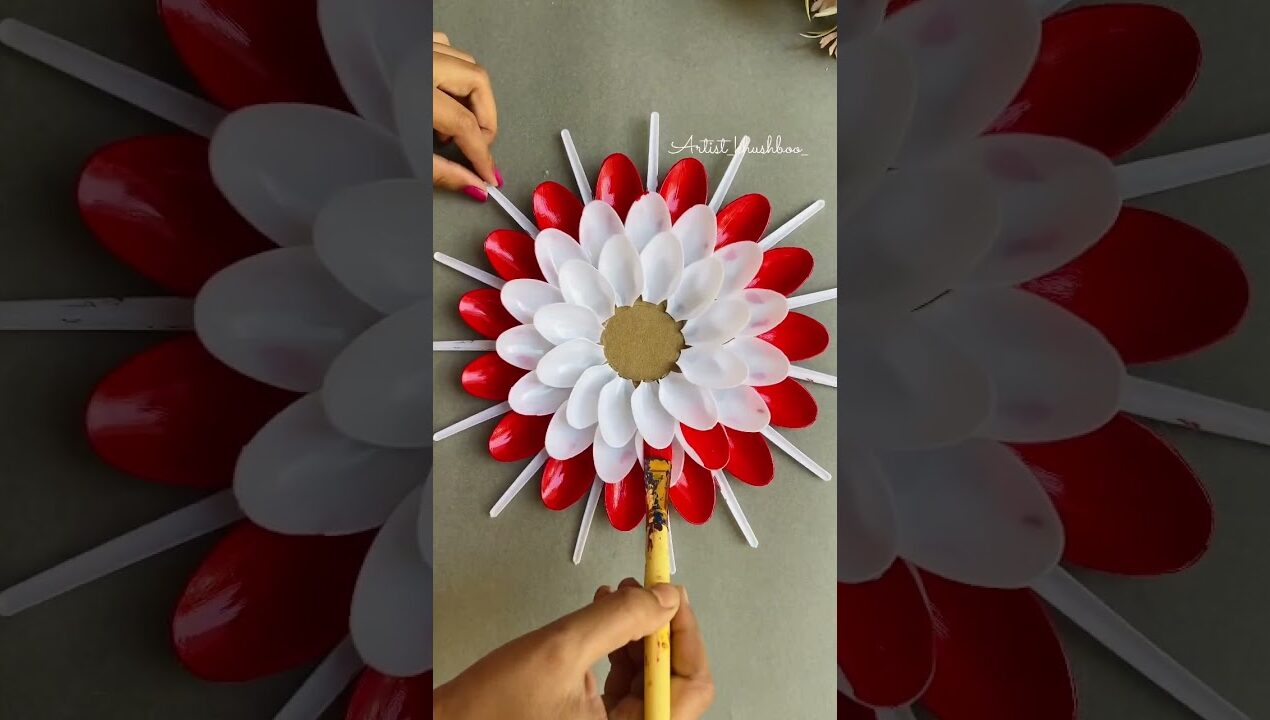 Plastic spoons wall hanging craft ideas #youtubeshorts #shorts #wallhanging #craft #diy