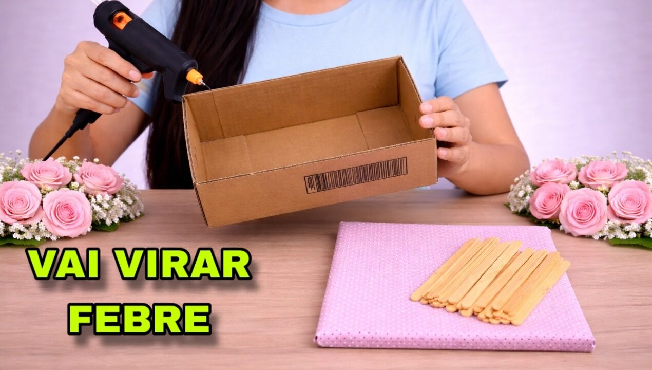IDEIA ESPETACULAR COM CAIXA DE PAPELÃO E PALITOS DE PICOLÉ FAÇA VOCÊ MESMO #viral #compartilhe #diy