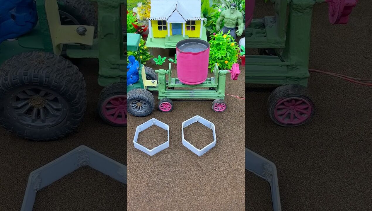 🚧😱 Amazing Mini Tractor Making Cement Pillar | DIY Real Working Construction Machine 🚜 #shorts
