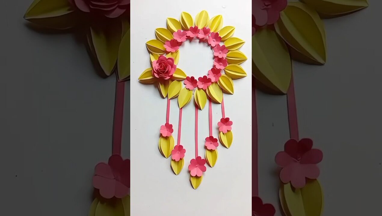 Beautiful Handmade Wall Decor IdeasEasy Paper Craft Wall Decor Design #shorts #walldecor#wallhanging