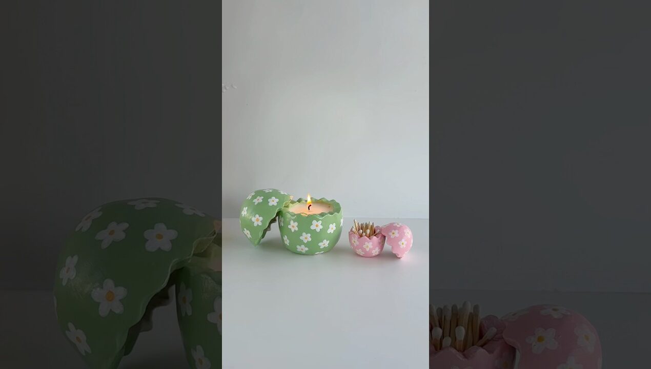 How To: Easter Egg Candle 🐣🌸 #pottery #airdryclay #giftideas #diy #craft