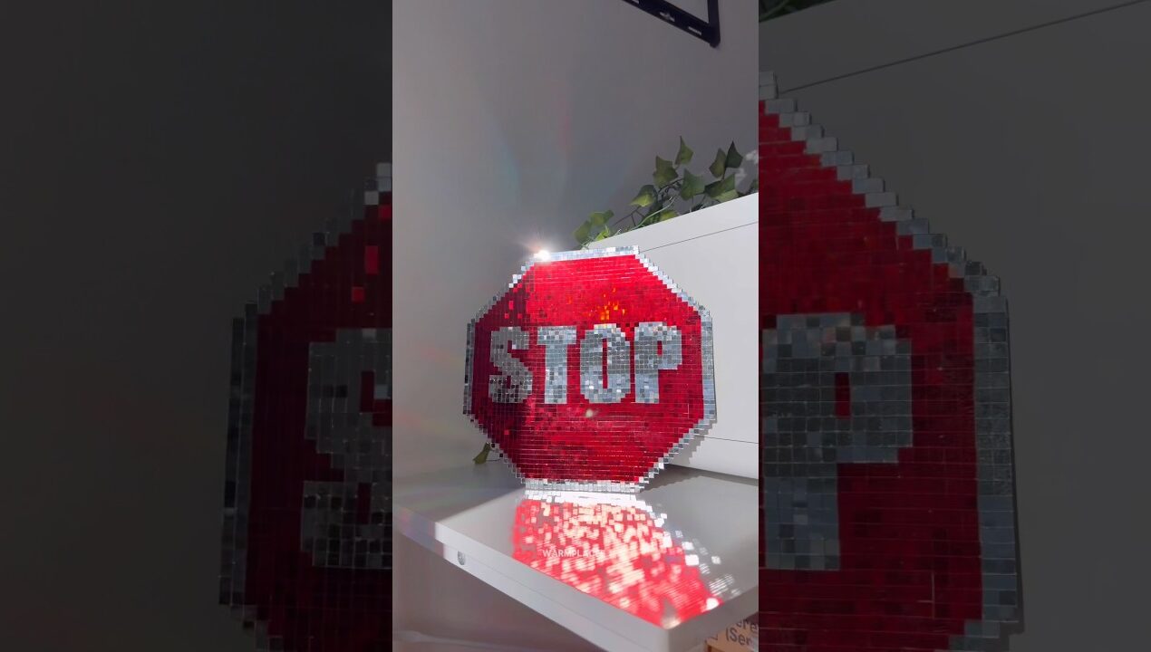 DIY Disco Stop Sign | Easy and Cool room decor idea 🪩#dopaminedecor