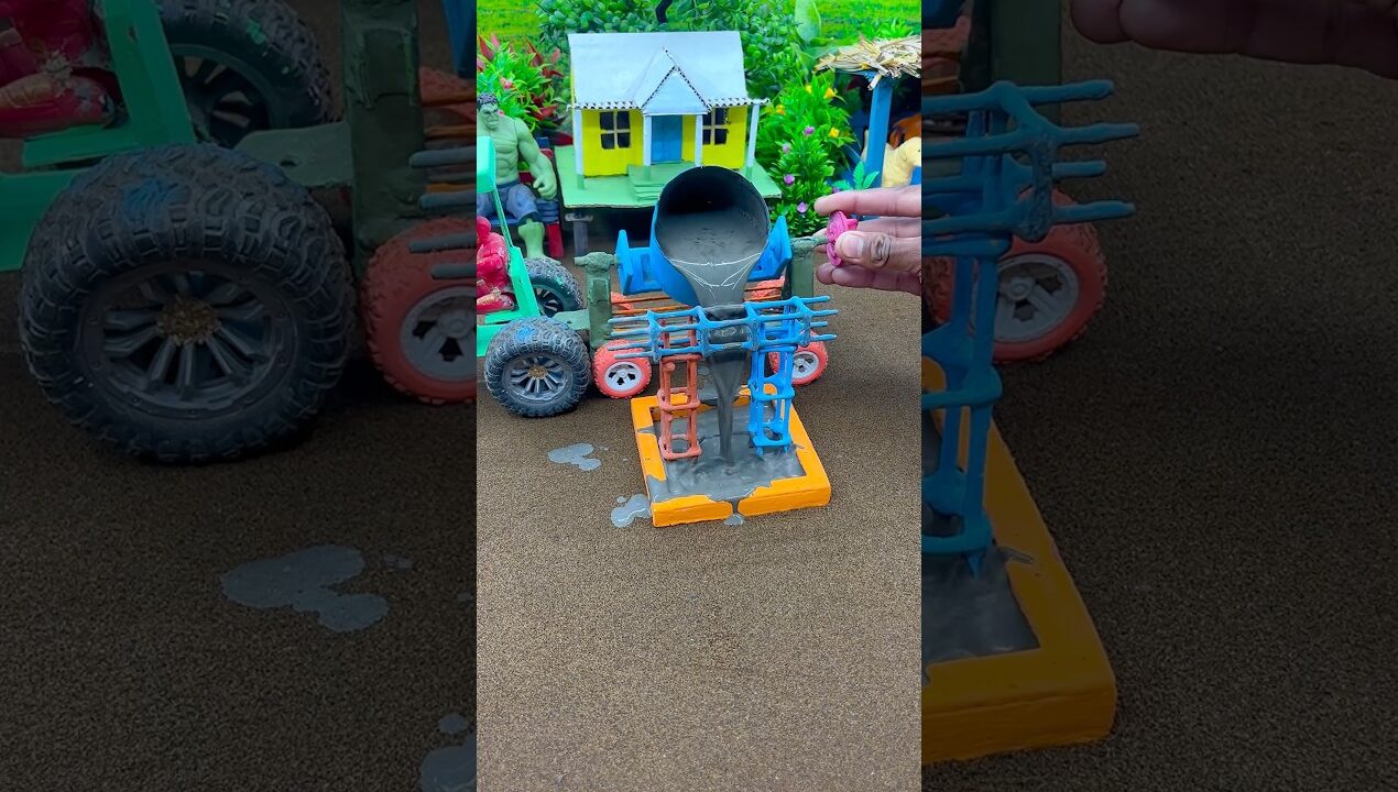 😱 Amazing Mini Tractor Making Cement Pillar | DIY Real Working Construction Machine 🚜 #shorts