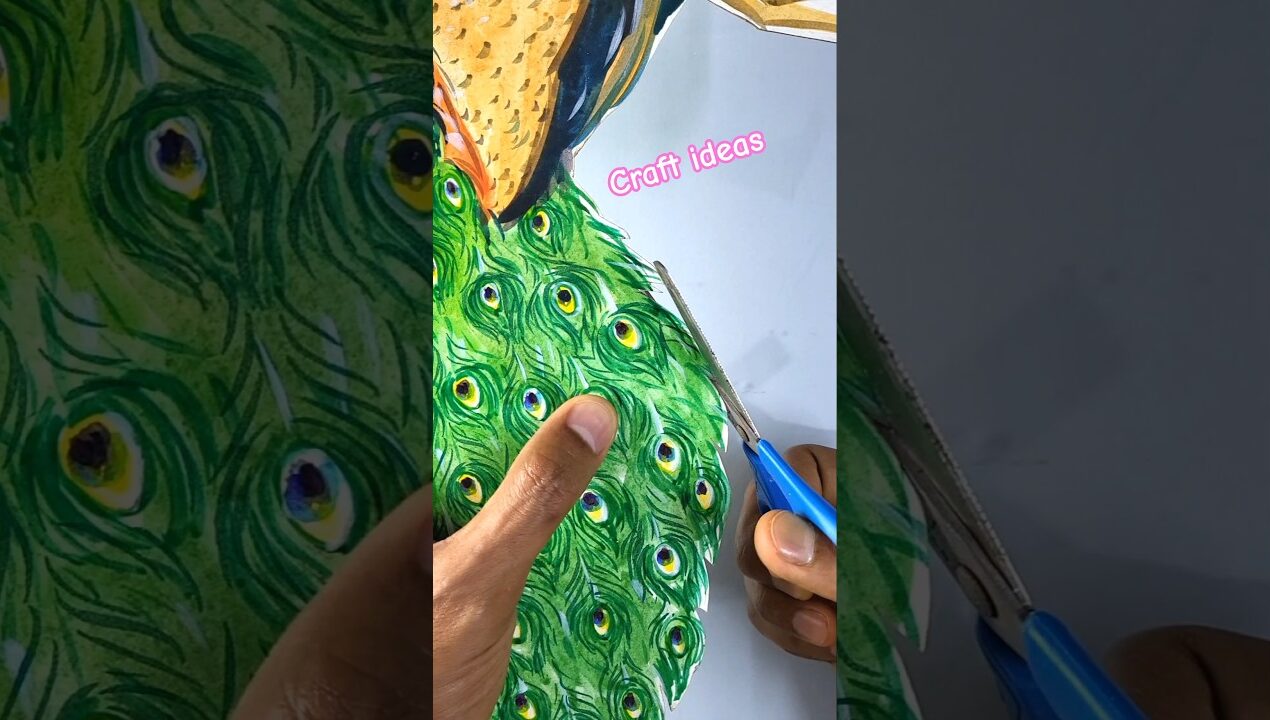 Peacock 🦚 paper cutout ✂️ craft ideas #shorts #ytshorts #craft #diy #peacock