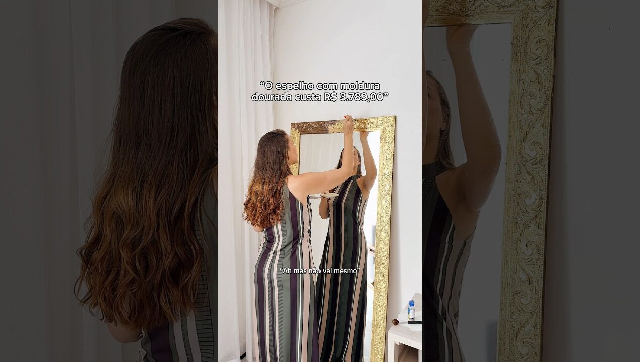 DIY: espelho com moldura dourada #façavocêmesmo #diy #decoração
