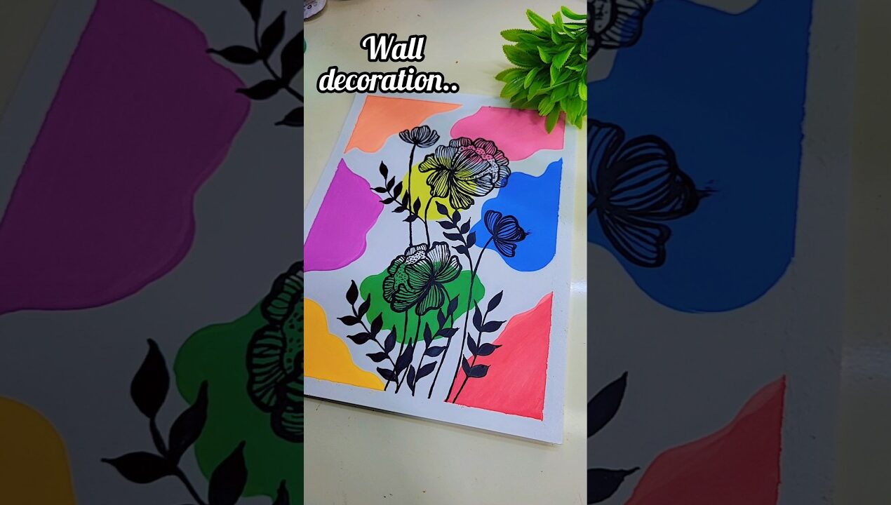 DAY-4 WALL DECORATION IDEA DRAWING TUTORIA #DIY#TRENDING#SHORT#VIRALSHORT#LIKE #DRAWING #SHORTSFEED