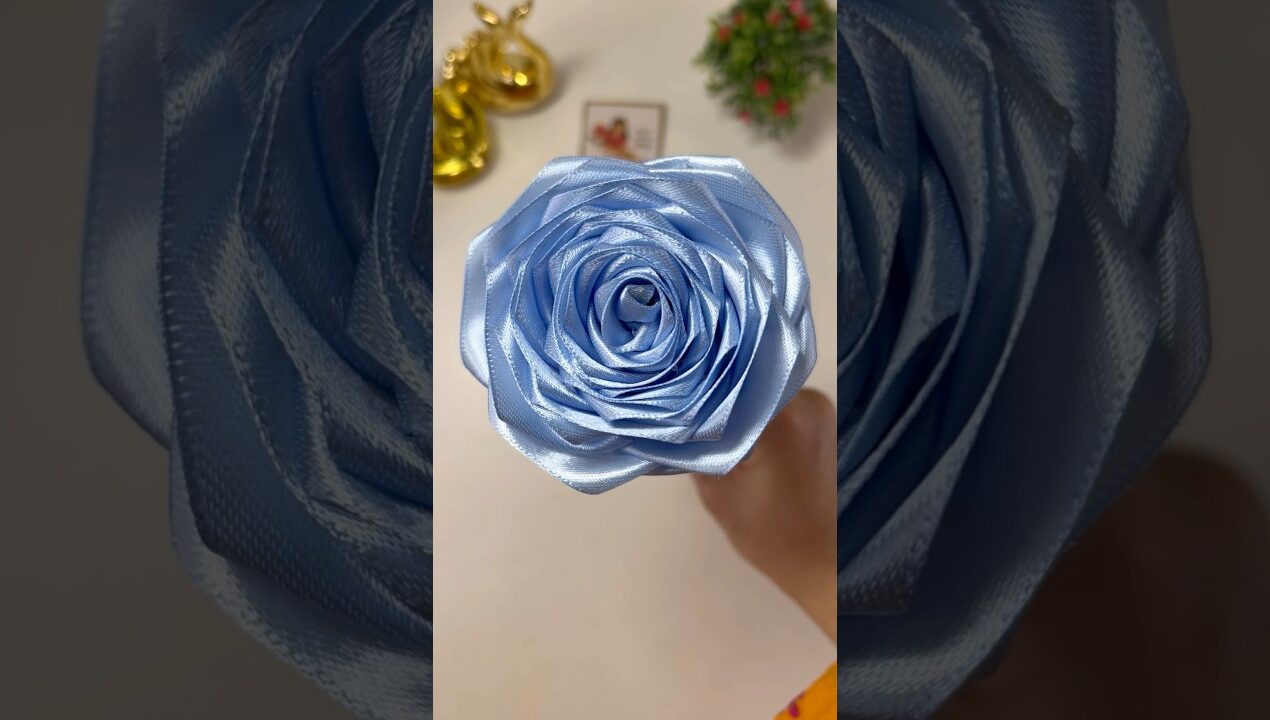 Easy Ribbon Rose I Flower making with Ribbon I Gift Idea #diy #craft #shorts