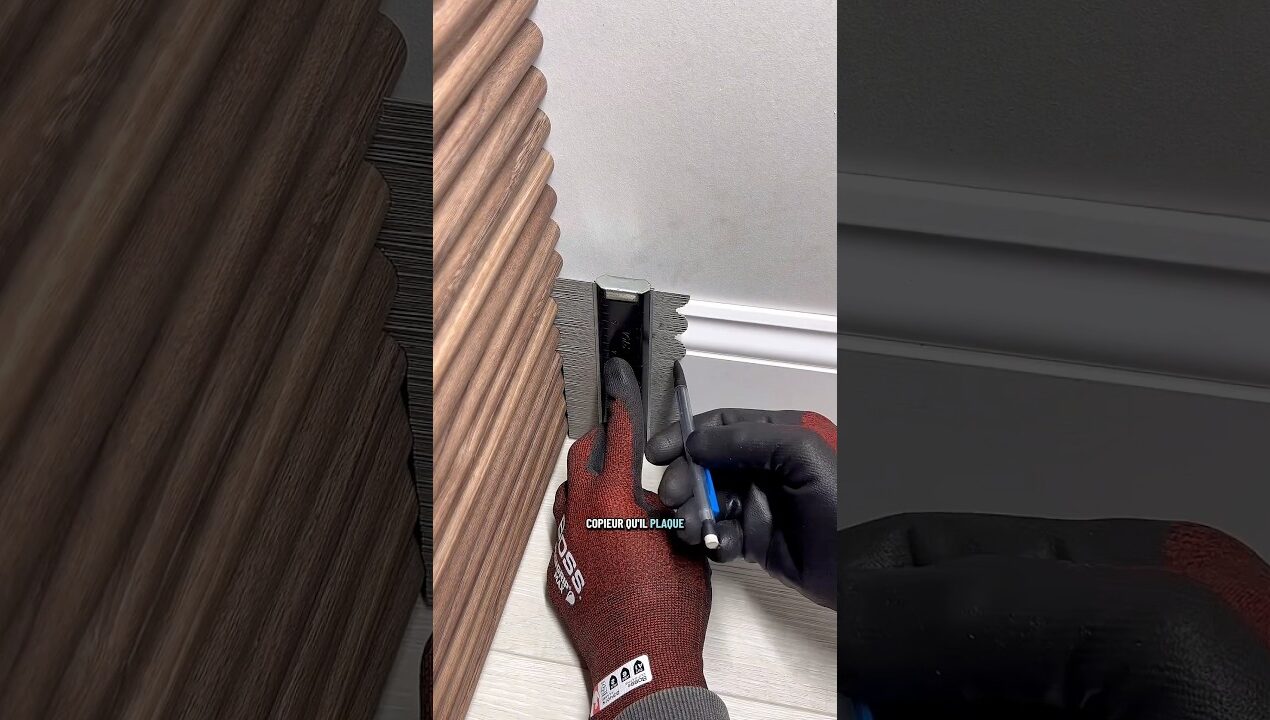 Outil pour installer une plinthe sur mur courbé #diy #bricolage #renovation #construction #travaux
