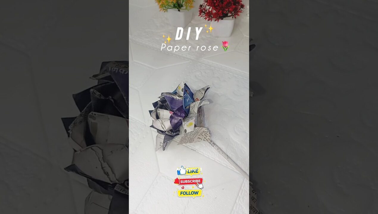 DIY newspaper Rose Craft | #shorts #ytshorts #easycraft #creative #trending #diy #beat #dub