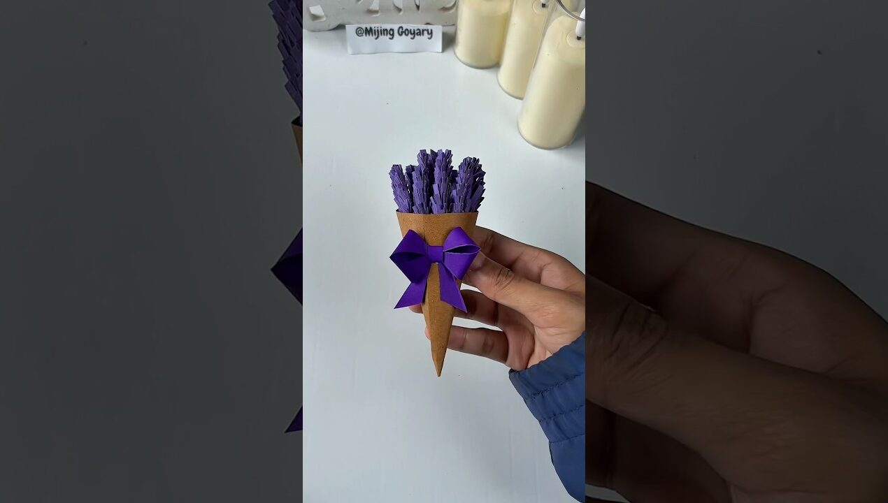 DIY super easy mini lavender bouquet 🪻Paper flower #shorts #bouquet