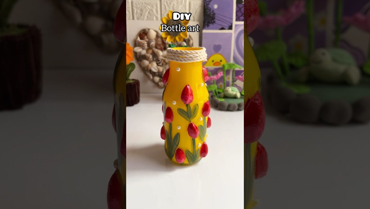 Diy bottle art with pista shells | home decor ideas 🧿🩷 #craft #craftideas #bottleart #pistashell
