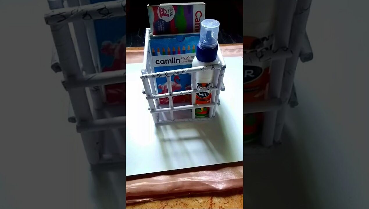 DIY Desk Organizer Using Paper Rolls 📦✨ | Easy Paper Craft #shorts #diy #craft #paper