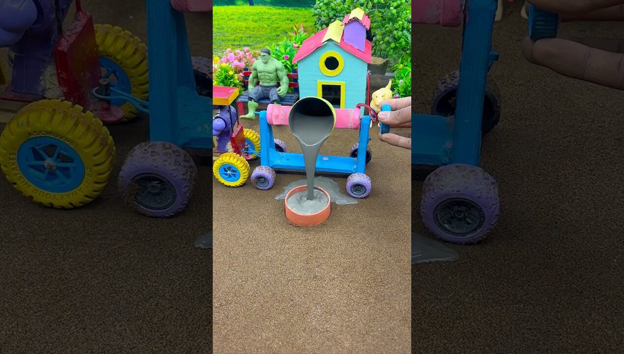 😱 Amazing Mini Tractor Making Cement Pillar | DIY Real Working Construction Machine 🚜 #shorts
