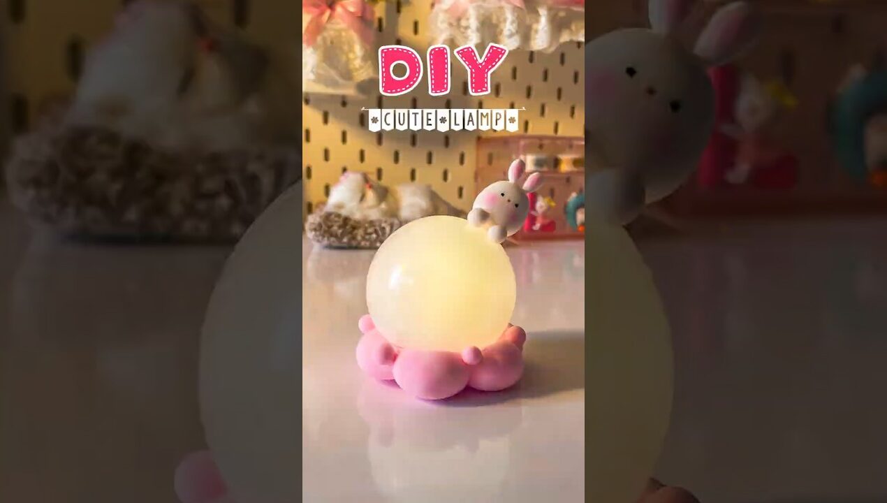DIY Aesthetic Night Lamp 🐰 | Cute Home Decor Idea #shorts #diy #homedecor #viralshort #handmade