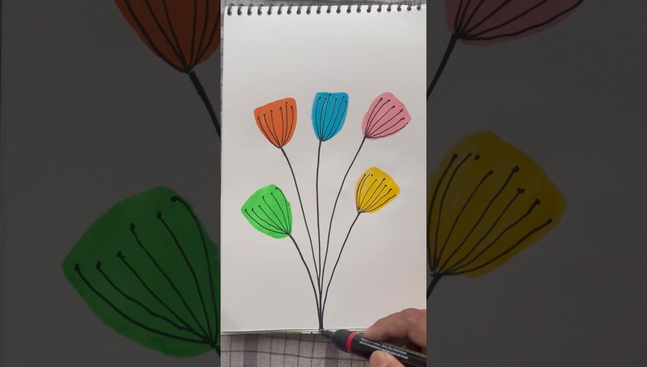 Creative Flower 🌼 With Acrylic #shorts #art #painting #ytshorts #creative #diy #kidsart