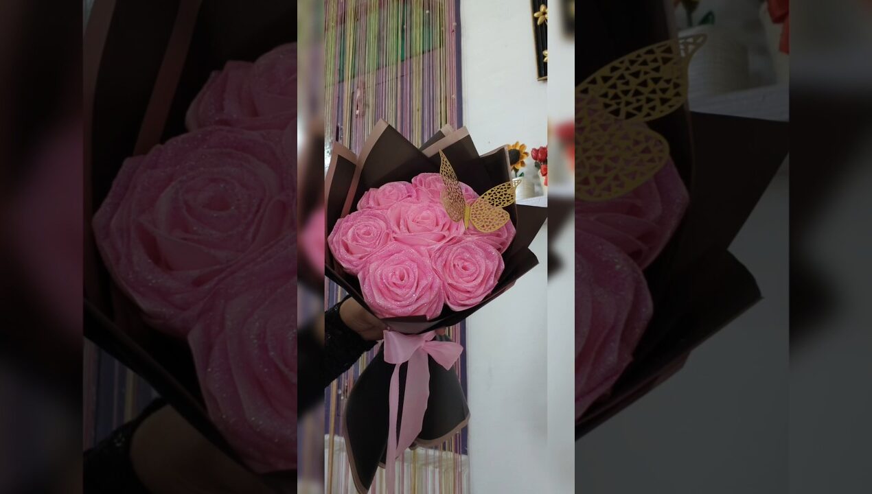 DIY ribbon rose bouquet #viralvideo #shorts #diy