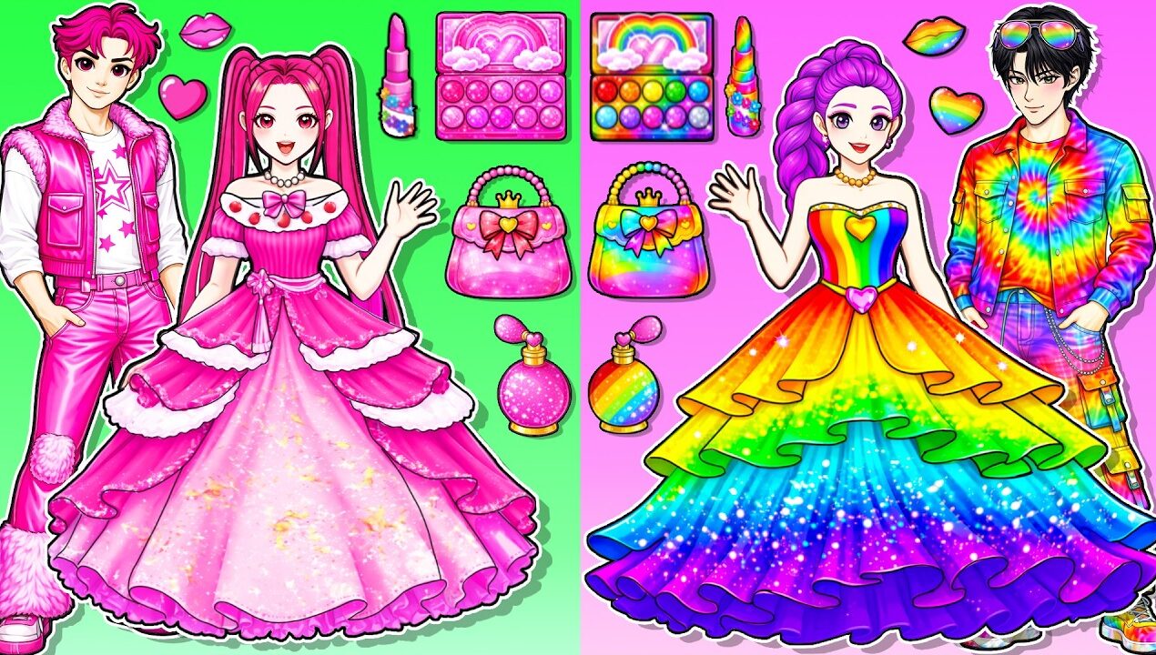 Rainbow vs Fluffy Family! Huntrix & Saja Boys Glow Up ✨ Dress Up Fashion | DIY Paper Dolls