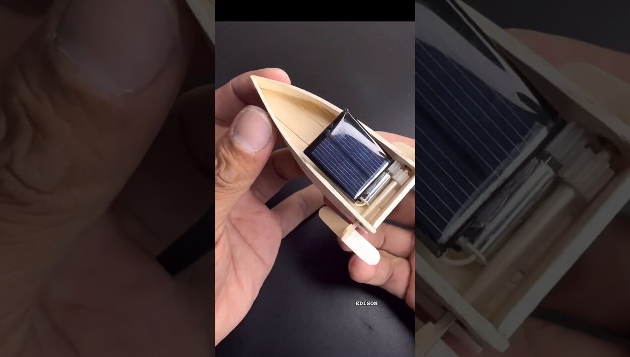 How to make mini DIY solar boat using ice cream sticks #shorts #diy #toyboat #craft
