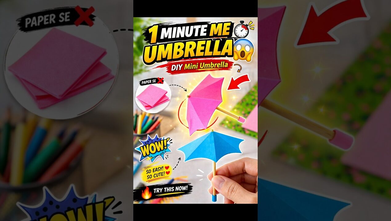 DIY Mini Umbrella ☔ #shorts #art #diy #craft #youtubeshorts #viral #miniature