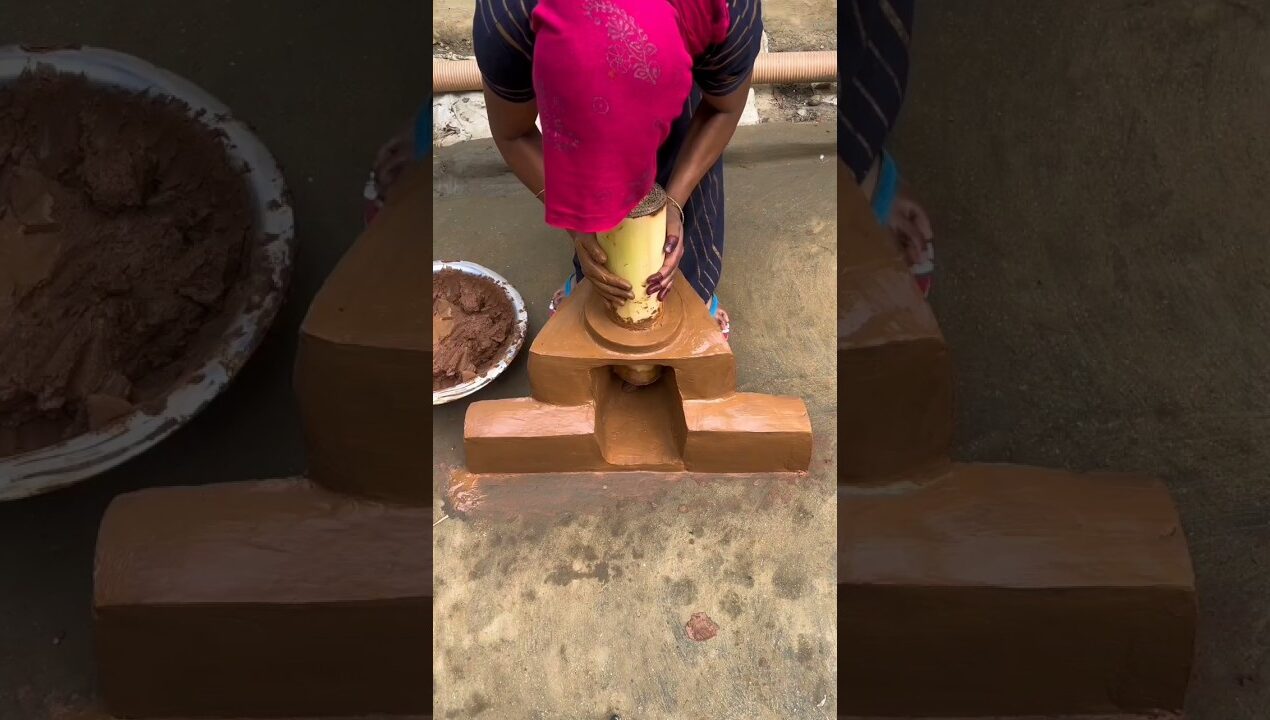 DIY Mud Stove with Banana Tree Stem Easy & Quick 🔥 #shorts  #claystove #diy #viral