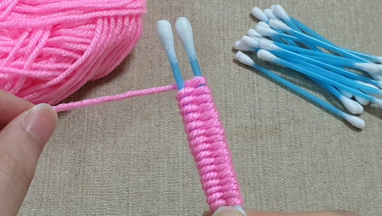 Amazing Woolen Flower Craft Ideas with Cotton buds – Easy Rose Making – Hand Embroidery Design Trick