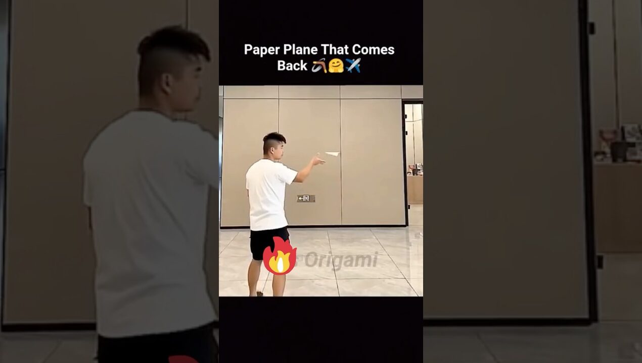 Paper Plane that Really Return 🪃💥 #shorts #diy #paperplane #boomerang #craft #origami #experimnent