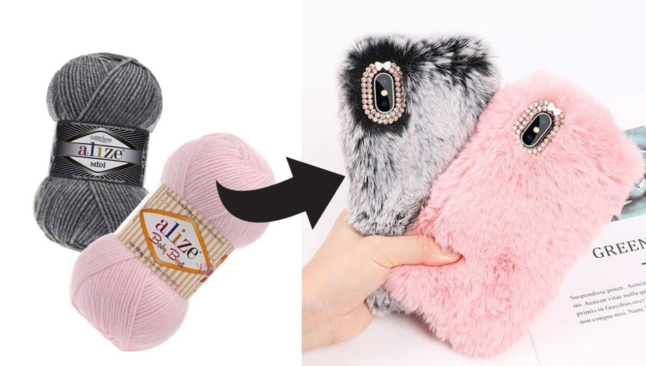 DIY – HOW TO MAKE PLUSH PHONE CASE with WOOL at HOME – EASY, QUICK and CHEAP